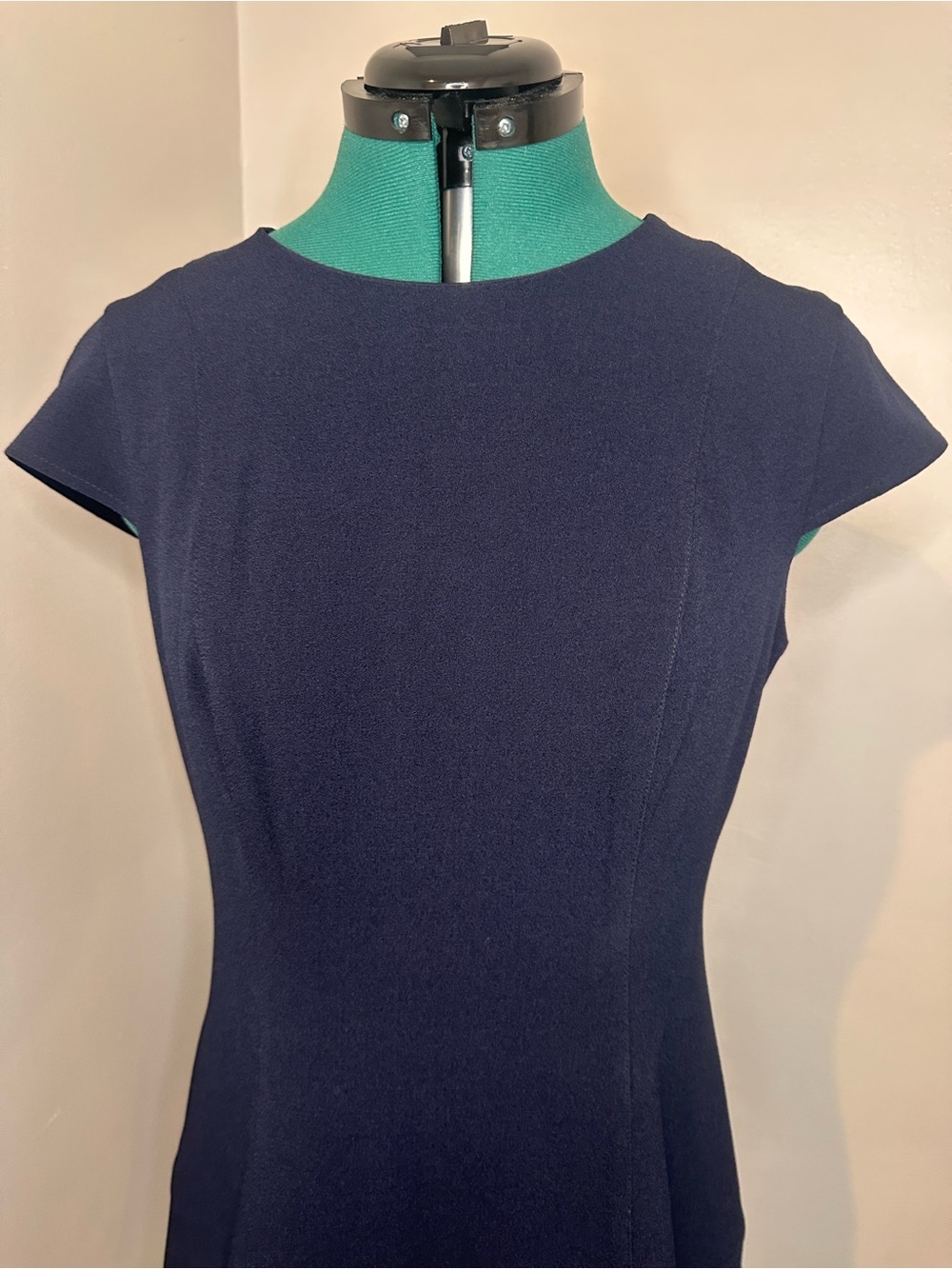 Eliza J Navy tailored Short-Sleeve Fit & Flare Midi Dress - Picture 2 of 9